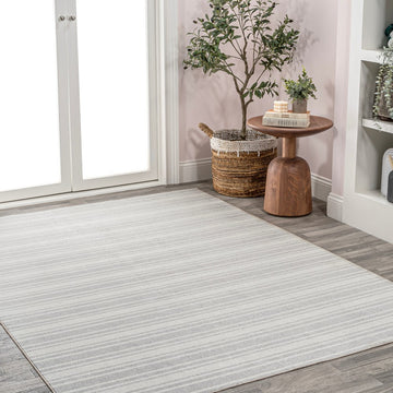 Fawning Two-tone Striped Classic Low-pile Machine-washable Area Rug